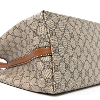 Gucci GG Supreme Monogram Emblem Large Tote Bag Beige Dark Brown 8 of 9