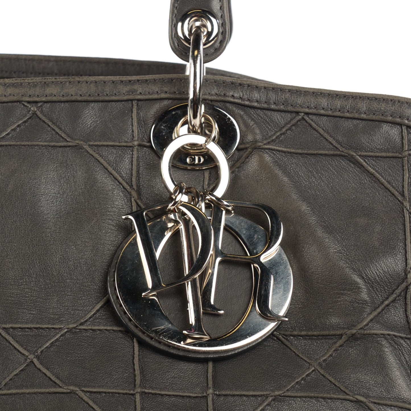 Lambskin Cannage Medium Granville Tote Grey