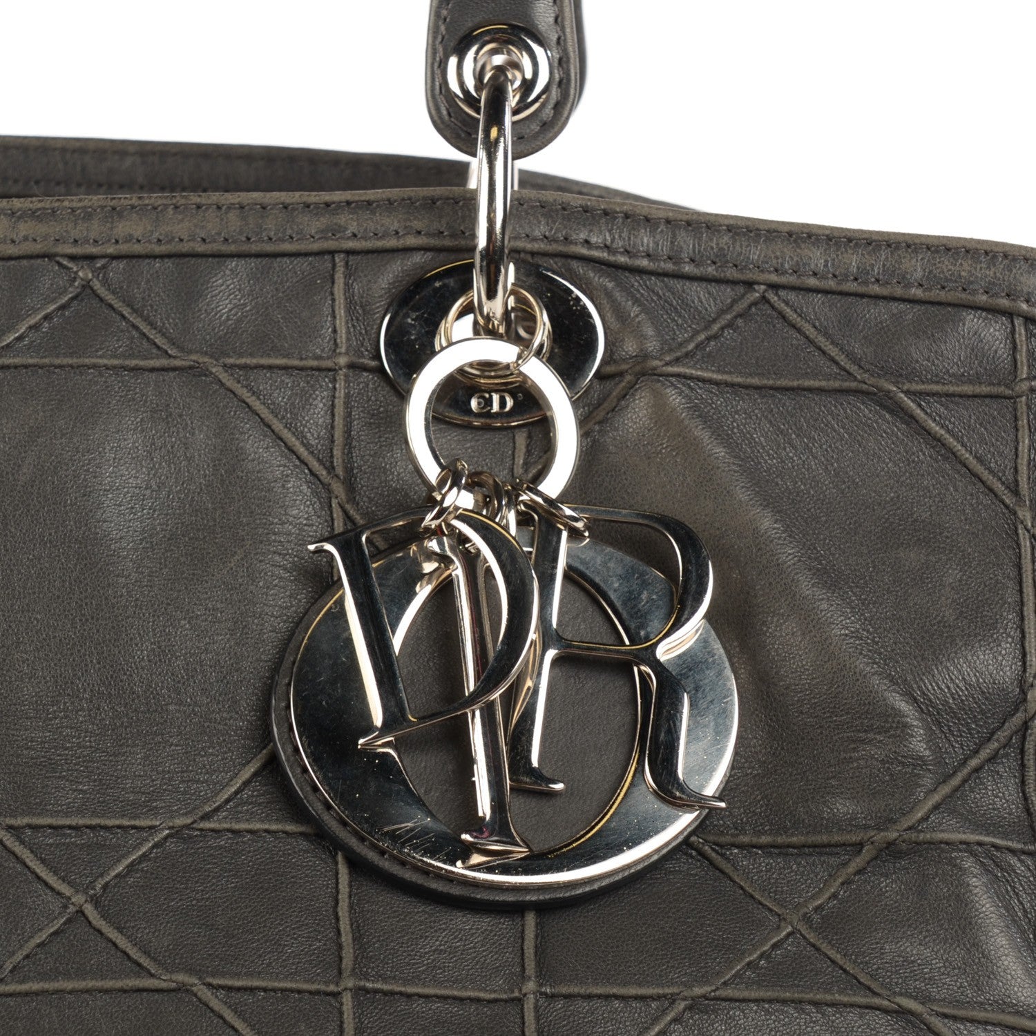 Christian Dior Lambskin Cannage Medium Granville Tote Grey 8 of 9