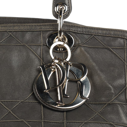 Christian Dior Lambskin Cannage Medium Granville Tote Grey 8 of 9