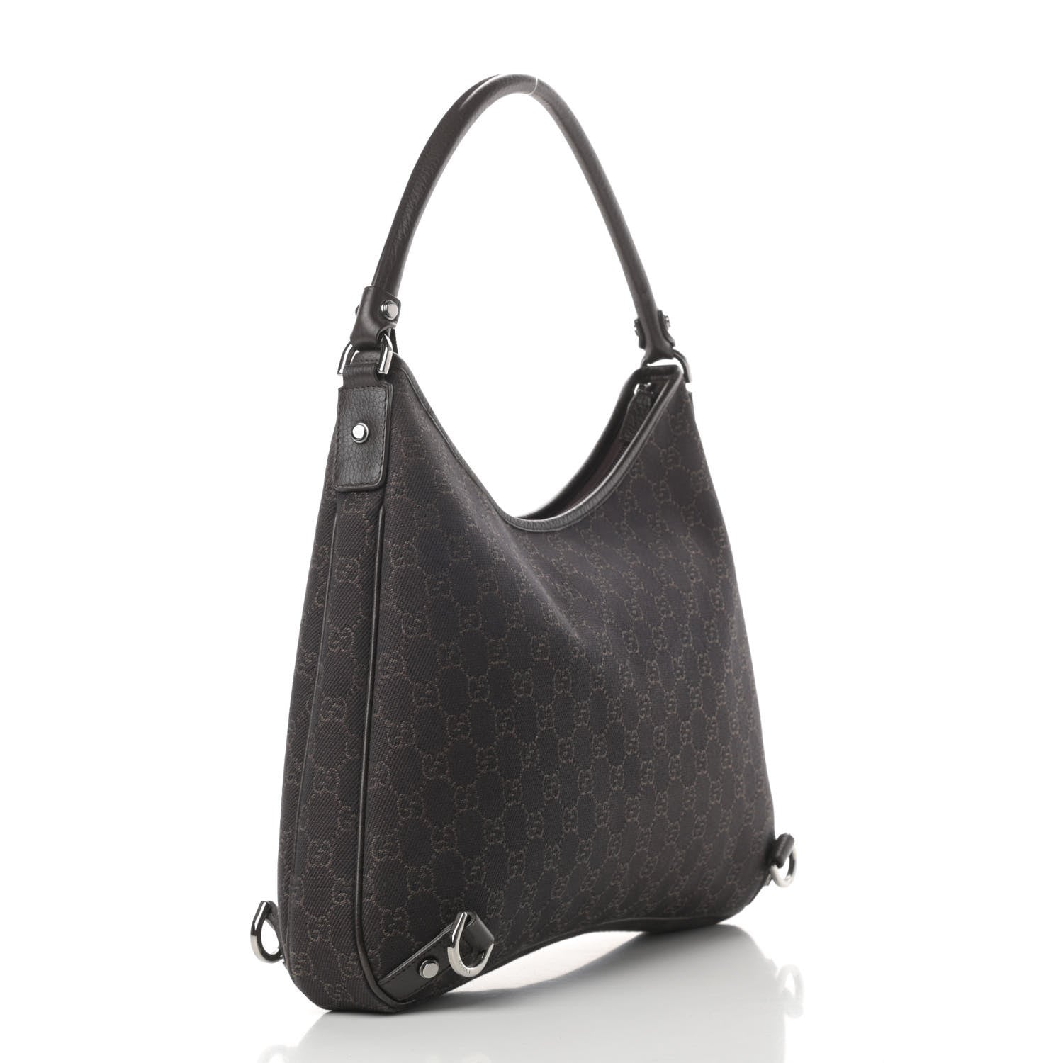 Gucci Denim Monogram Abbey D Ring Hobo Brown 3 of 13