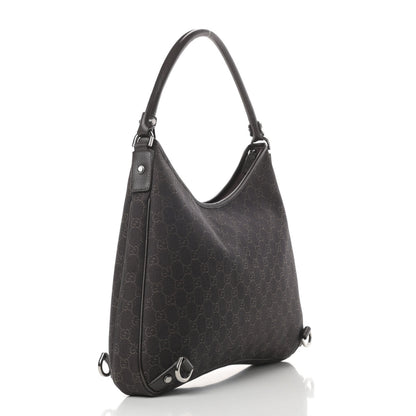 Gucci Denim Monogram Abbey D Ring Hobo Brown 3 of 13