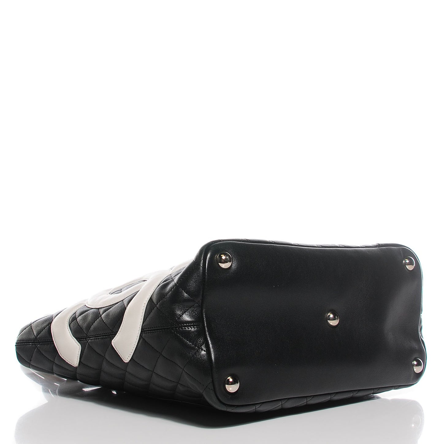 Calfskin Quilted Large Cambon Tote Black White