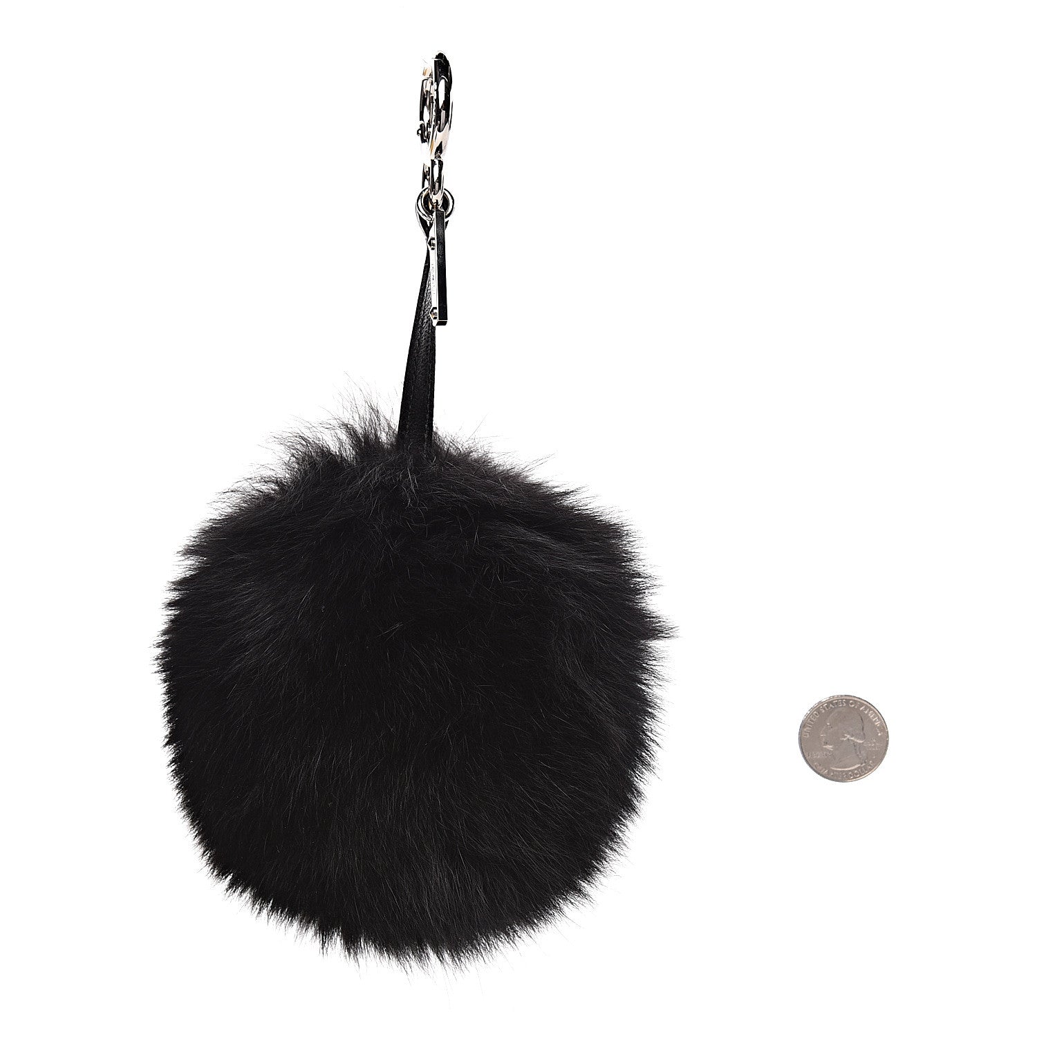 Fendi Fox Fur O ABCharm Bag Charm Black Light Blue 2 of 4