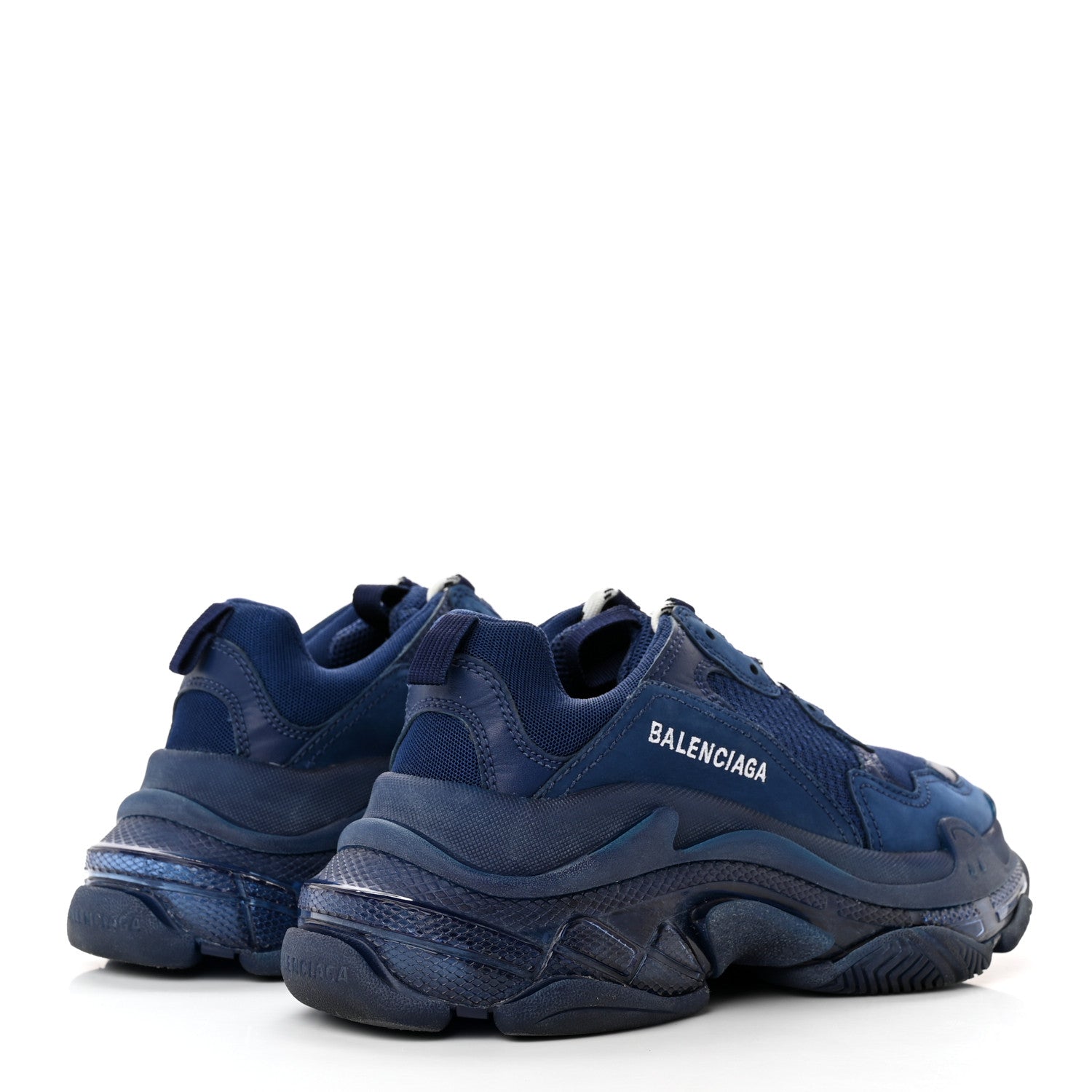 Balenciaga Fabric Mesh Washed Effect Womens Triple S Sneakers 39 Blue 4 of 13