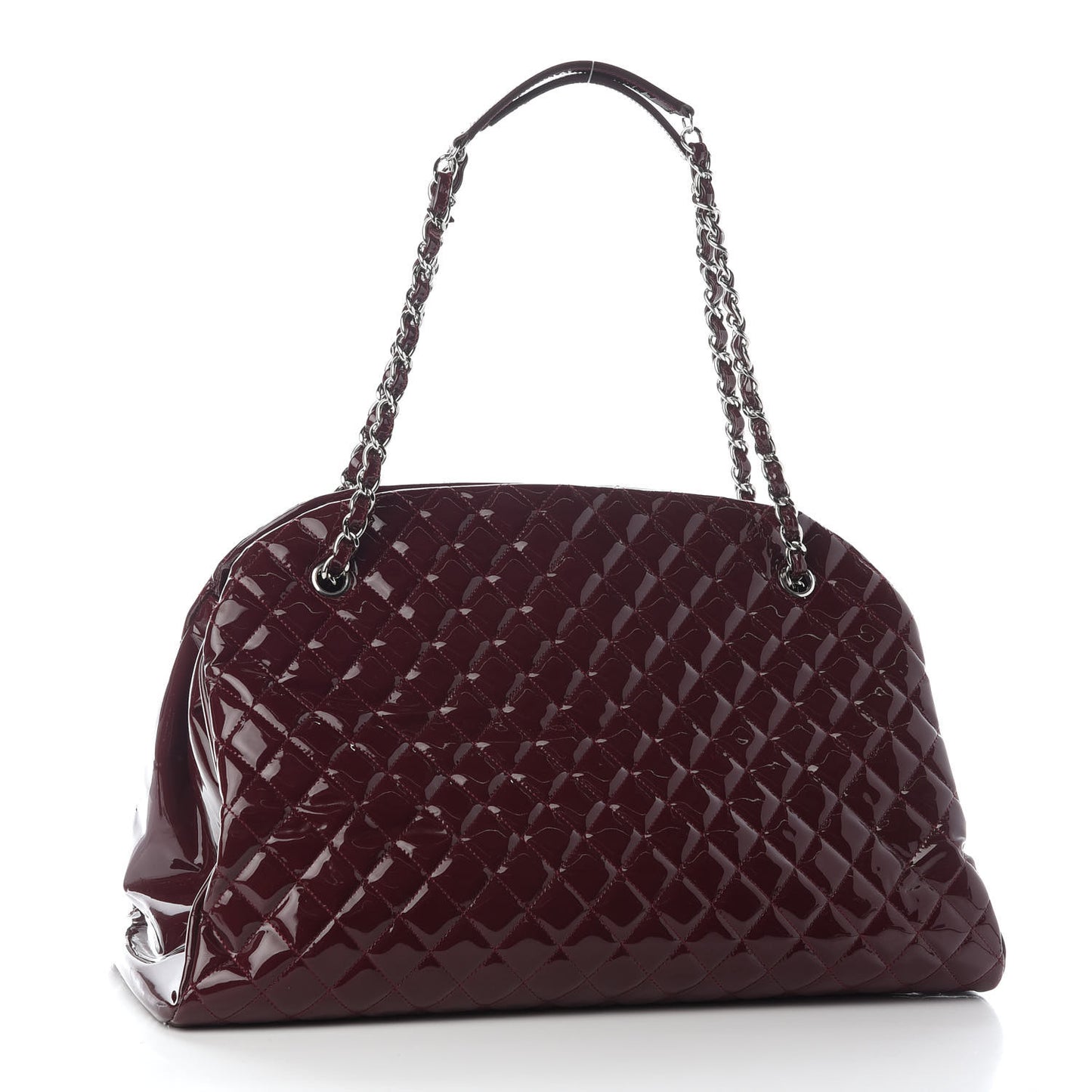 Patent Quilted Large Just Mademoiselle Bowling Bag Plum
