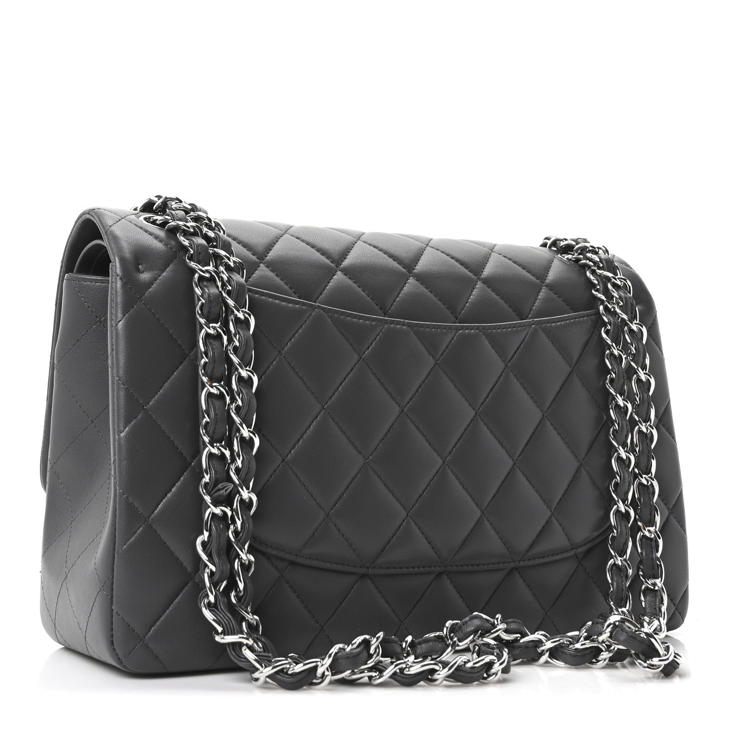 Chanel Lambskin Quilted Jumbo Double Flap Dark Grey 1864783