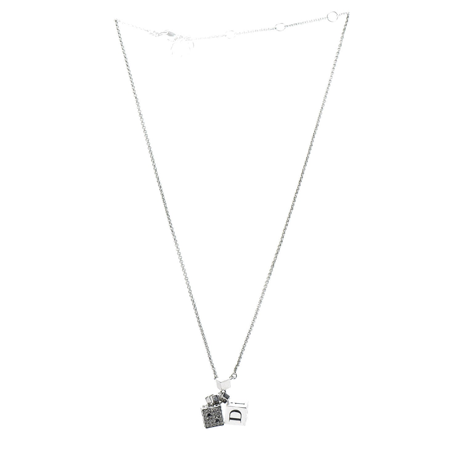 Christian Dior Crystal Dice Necklace Silver 3 of 5
