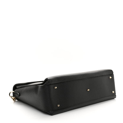 Gucci Dollar Calfskin Medium Interlocking G Top Handle Shoulder Bag Black 4 of 10