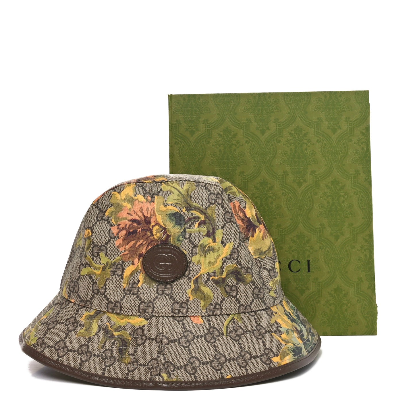 GG Supreme Monogram Azalea Calfskin Dusty Carnation Retro Interlocking G Bucket Hat S Beige Ebony Multicolor