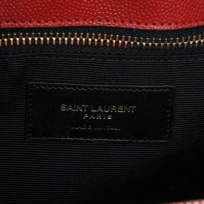 Saint Laurent Grain De Poudre Matelasse Chevron Monogram Shopping Bag Red 6 of 6