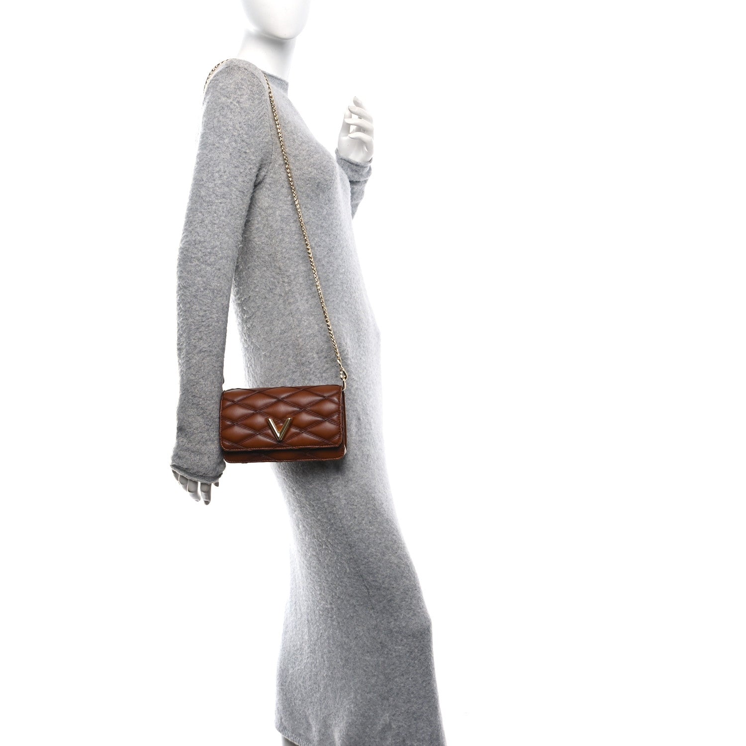 Louis Vuitton Lambskin Malletage Wallet On Chain GO-14 Tan 2 of 9