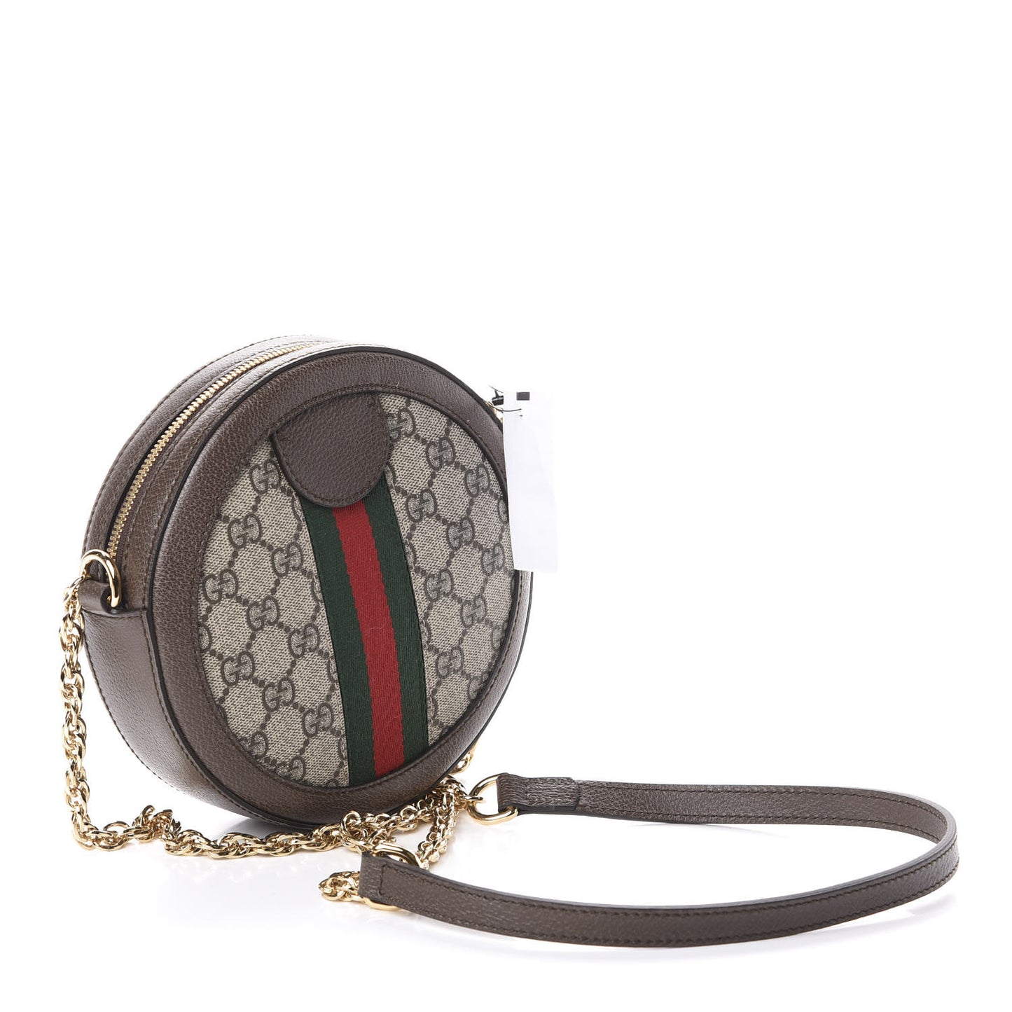 GG Supreme Monogram Web Mini Ophidia Round Shoulder Bag Brown