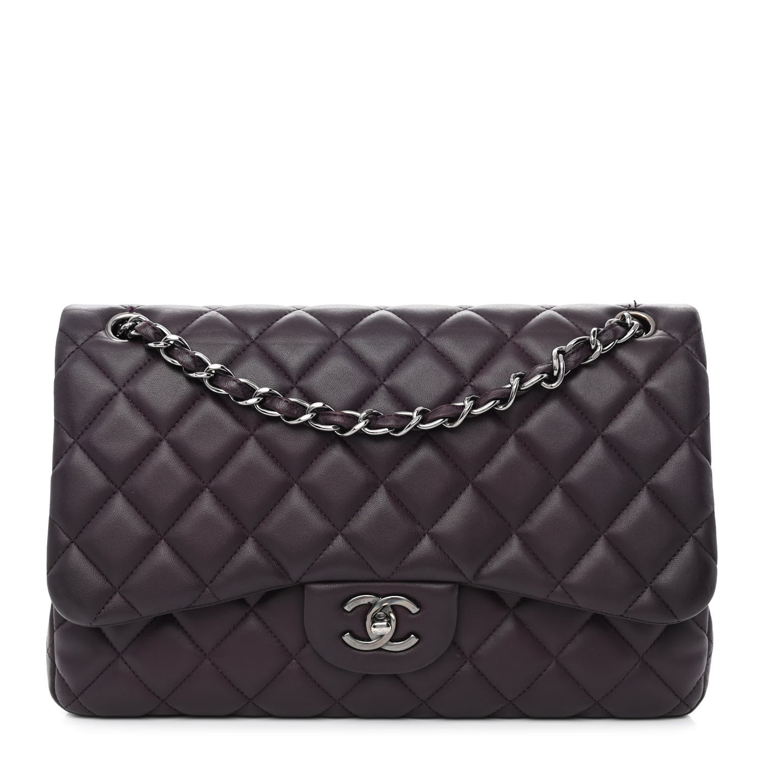Chanel Lambskin Quilted Jumbo Double Flap Purple 1 of 16