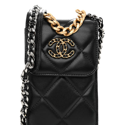 Chanel Lambskin Quilted Chanel 19 Phone Holder With Chain Black 8 of 10