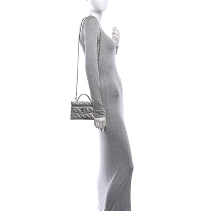 Chanel Metallic Caviar Quilted Trendy Handle Slim Vanity Silver 2 of 11