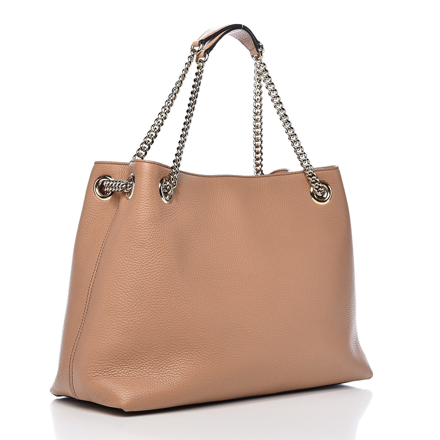 Gucci Pebbled Calfskin Medium Soho Chain Shoulder Bag Rose Beige 3 of 10