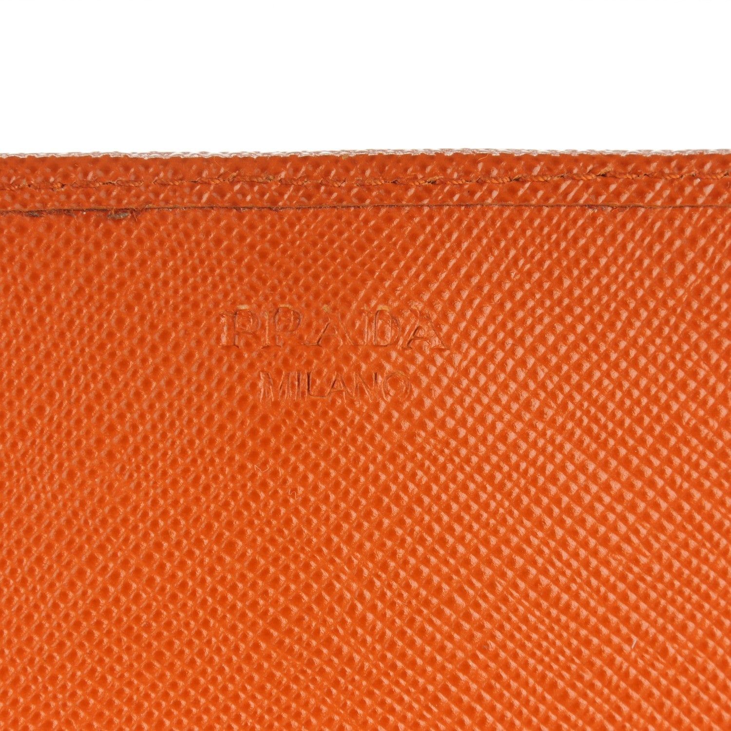 Prada Saffiano Metal Oro Chain Wallet Papaya 6 of 7