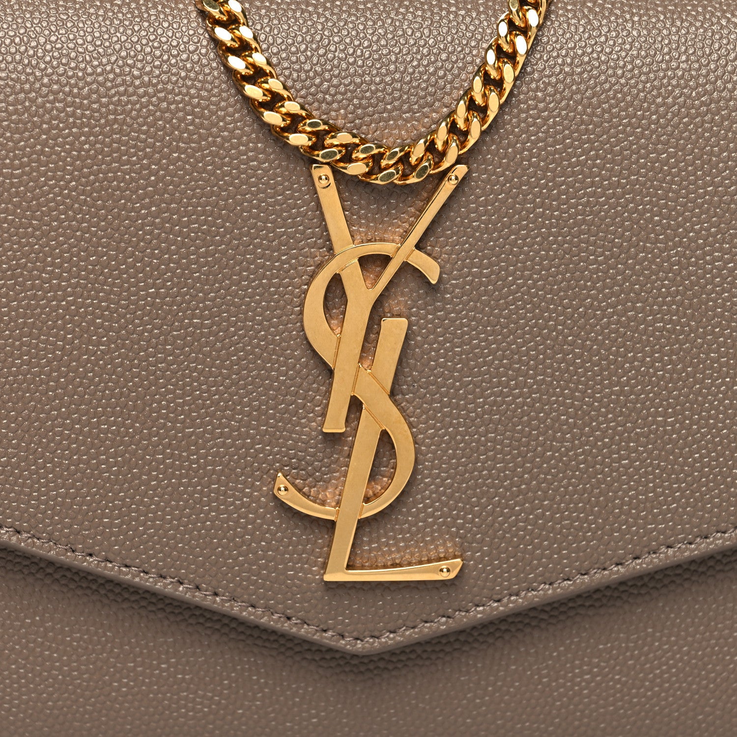 Saint Laurent Grain De Poudre Monogram Uptown Chain Wallet Dark Beige 10 of 12