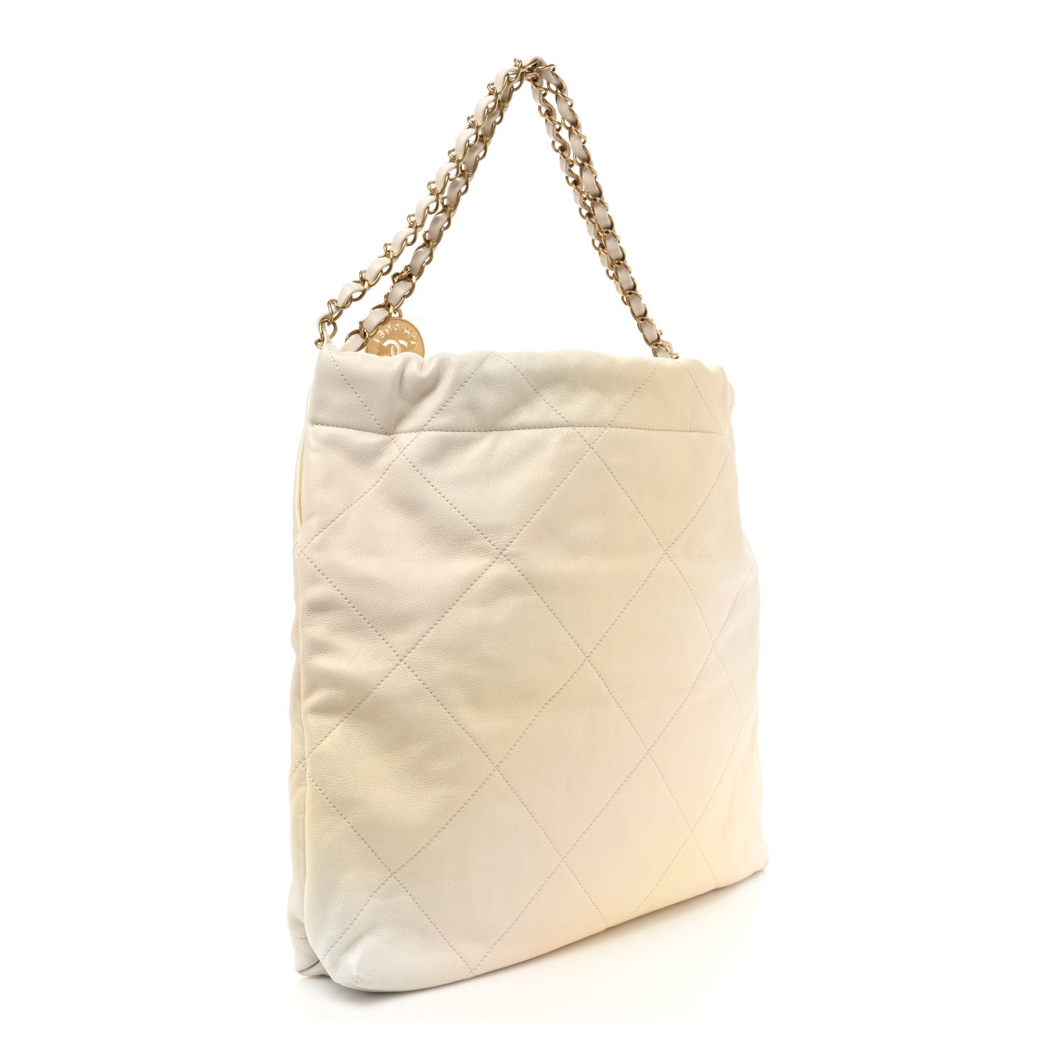 Chanel Iridescent Calfskin Quilted Chanel 22 Golden White 4 of 11