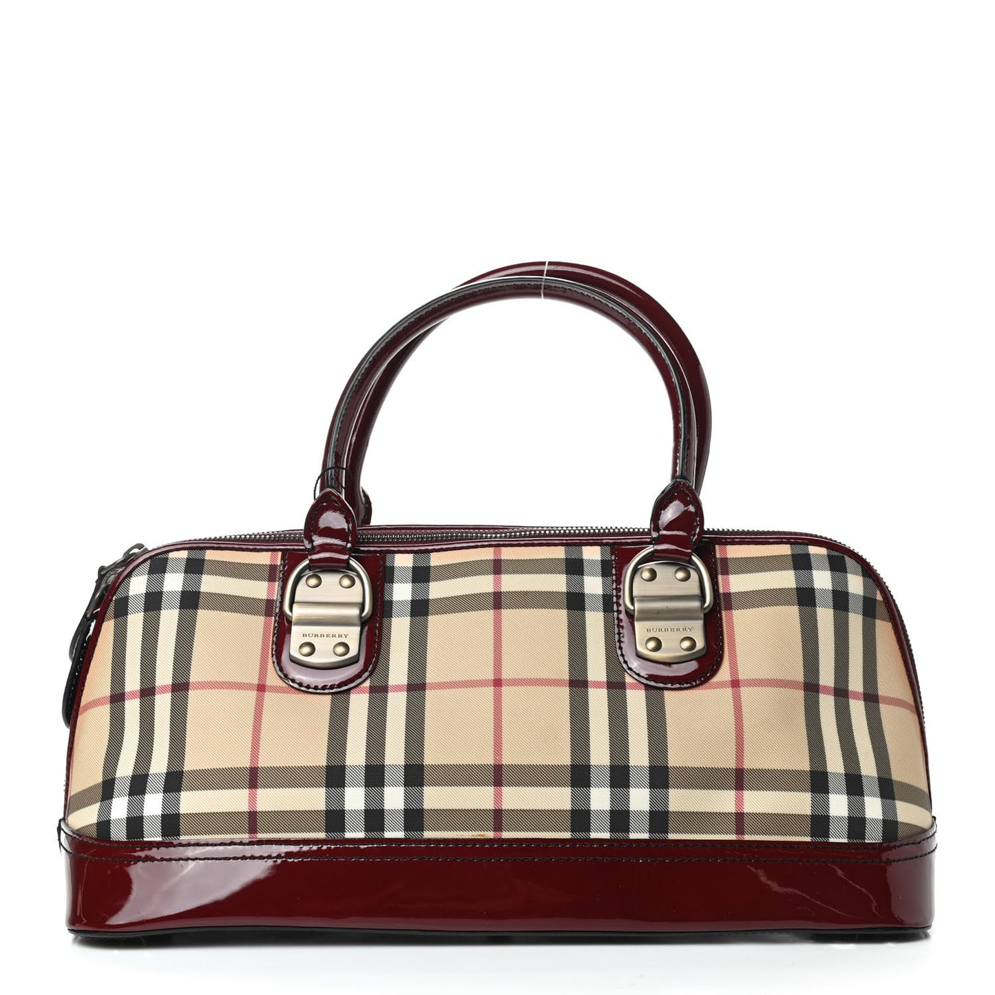 Patent House Check Shoulder Bag Red