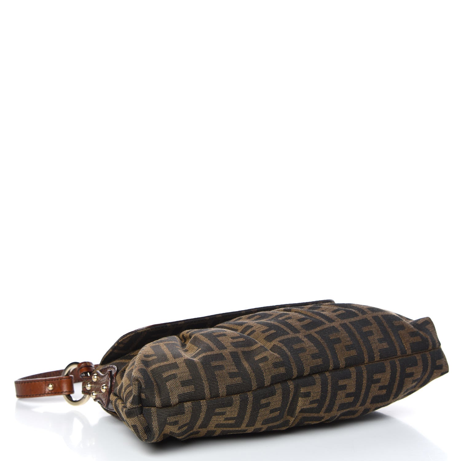 Fendi Zucca Calfskin Crocodile Embossed Small Chef Shoulder Bag Tobacco 5 of 11