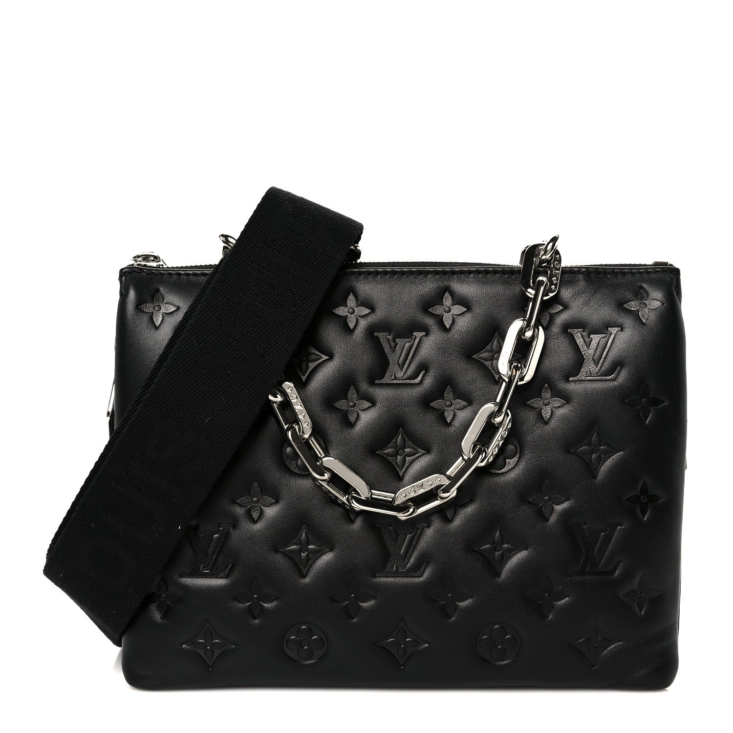 Louis Vuitton Lambskin Embossed Monogram Coussin PM Black 1 of 12