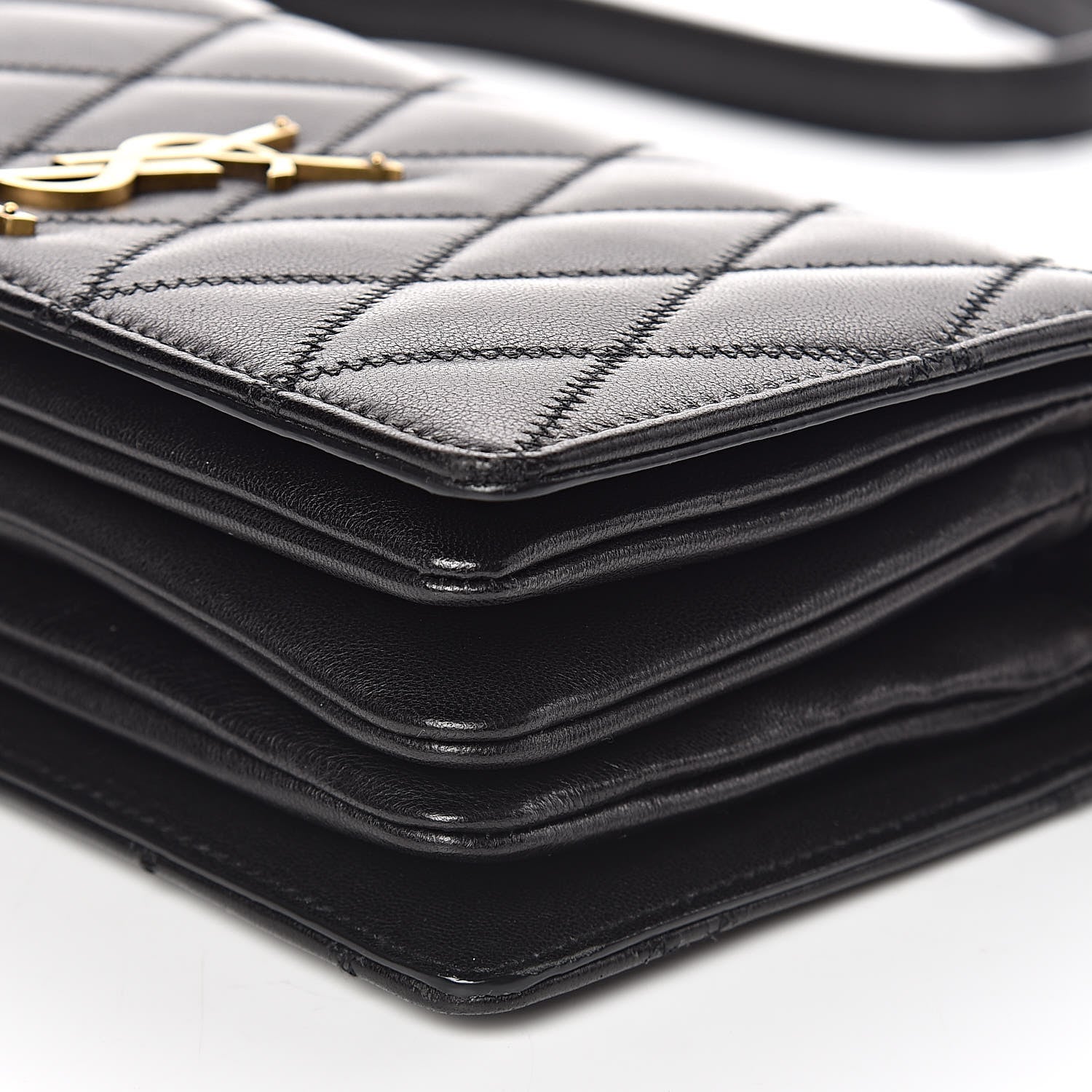 Saint Laurent Lambskin Diamond Quilted Monogram Angie Chain Bag Black 11 of 11