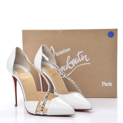 Christian Louboutin Kid PVC Spike Cross 100 Pumps 39 White Silver 10 of 10