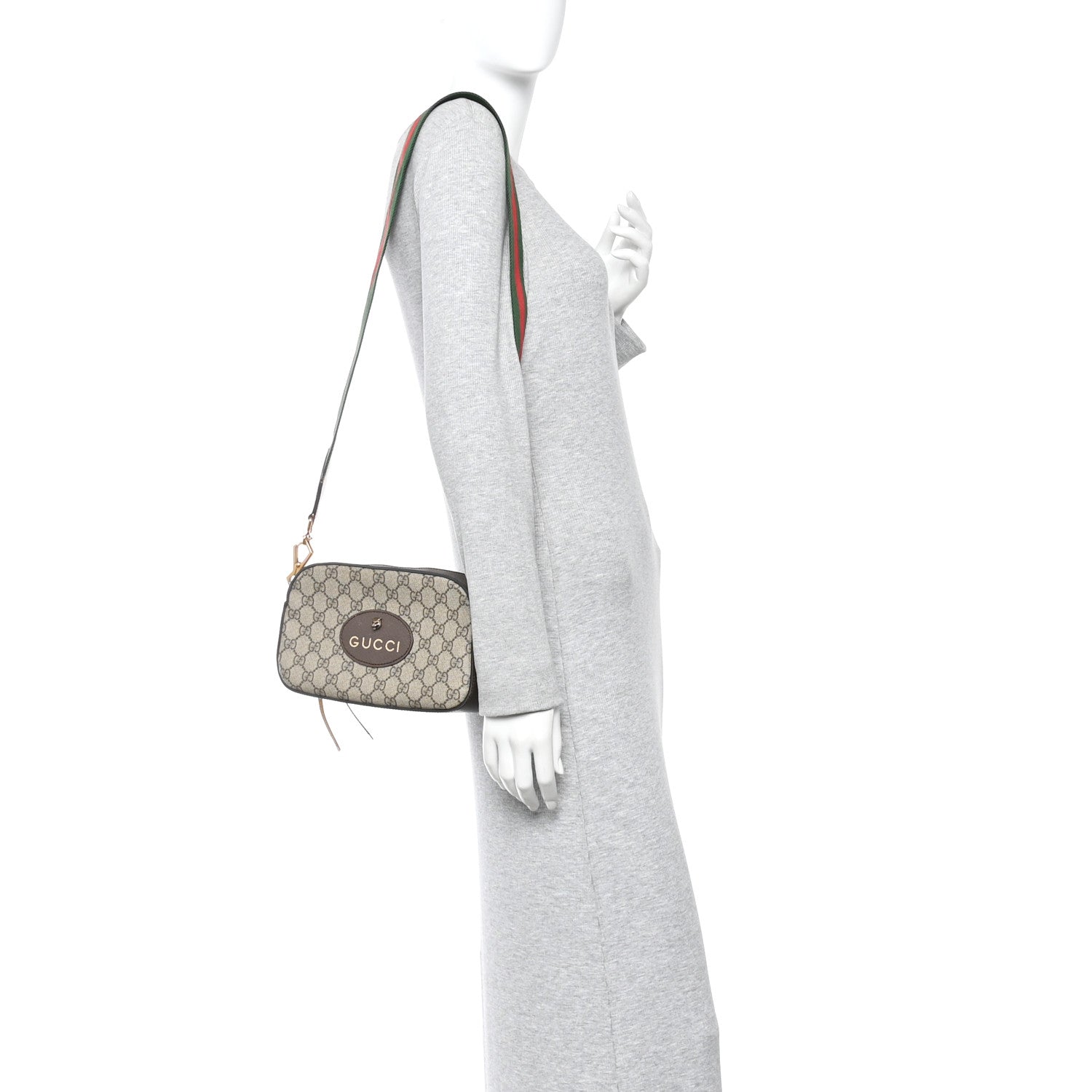 Gucci GG Supreme Monogram Web Neo Vintage Shoulder Bag Beige New Acero Crop 2 of 10