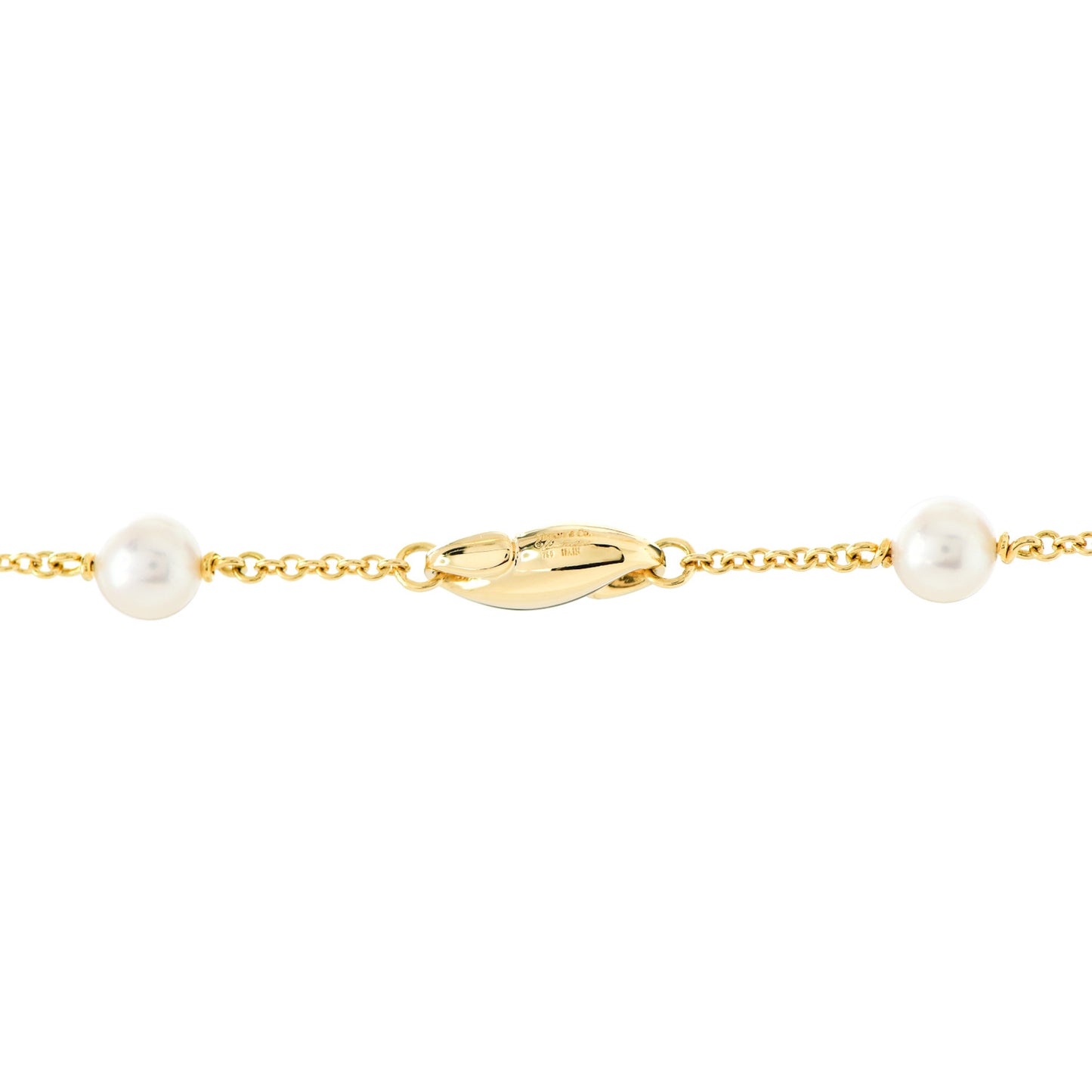 18K Yellow Gold Pearl Elsa Peretti Scroll Swirl Necklace