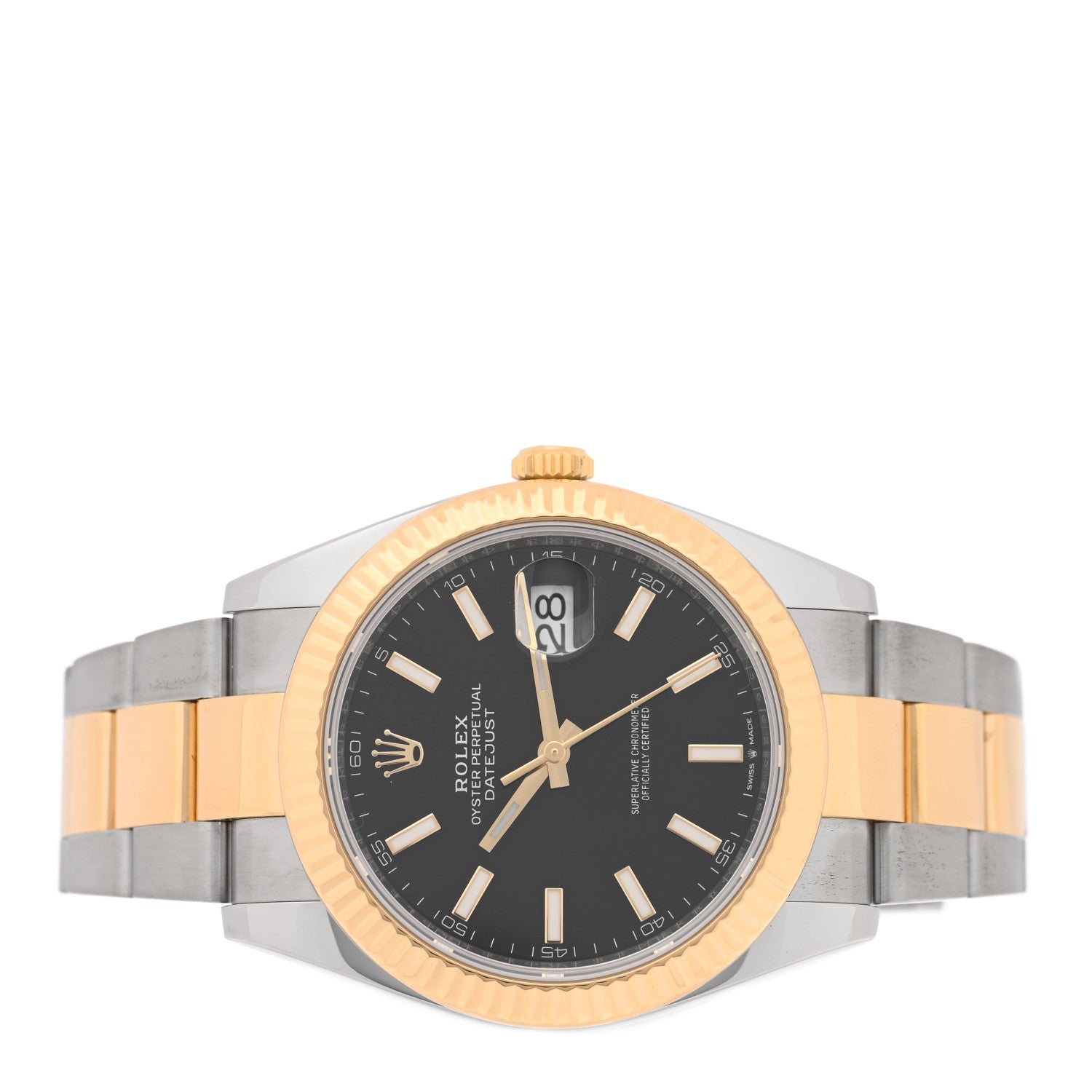 Rolex Stainless Steel 18K Yellow Gold 41mm Oyster Perpetual Datejust Watch Black 126333 2 of 5