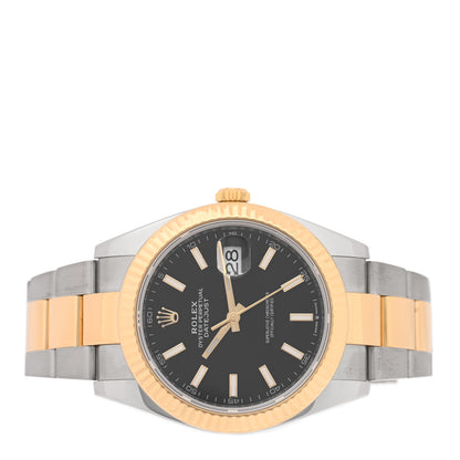 Rolex Stainless Steel 18K Yellow Gold 41mm Oyster Perpetual Datejust Watch Black 126333 2 of 5