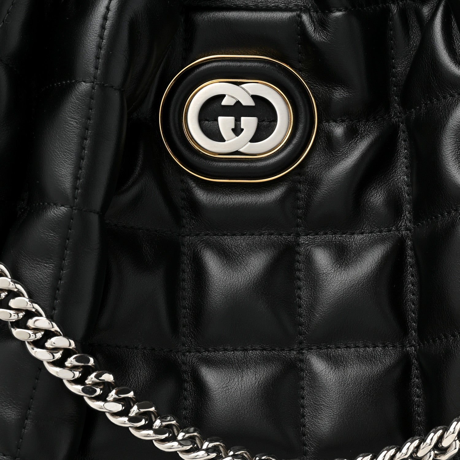 Gucci Calfskin Quilted Large Deco Tote Bag Black 8 of 12