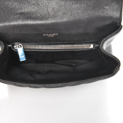 Saint Laurent Sheepskin Matelasse Chevron Monogram Medium College Bag Black 5 of 7