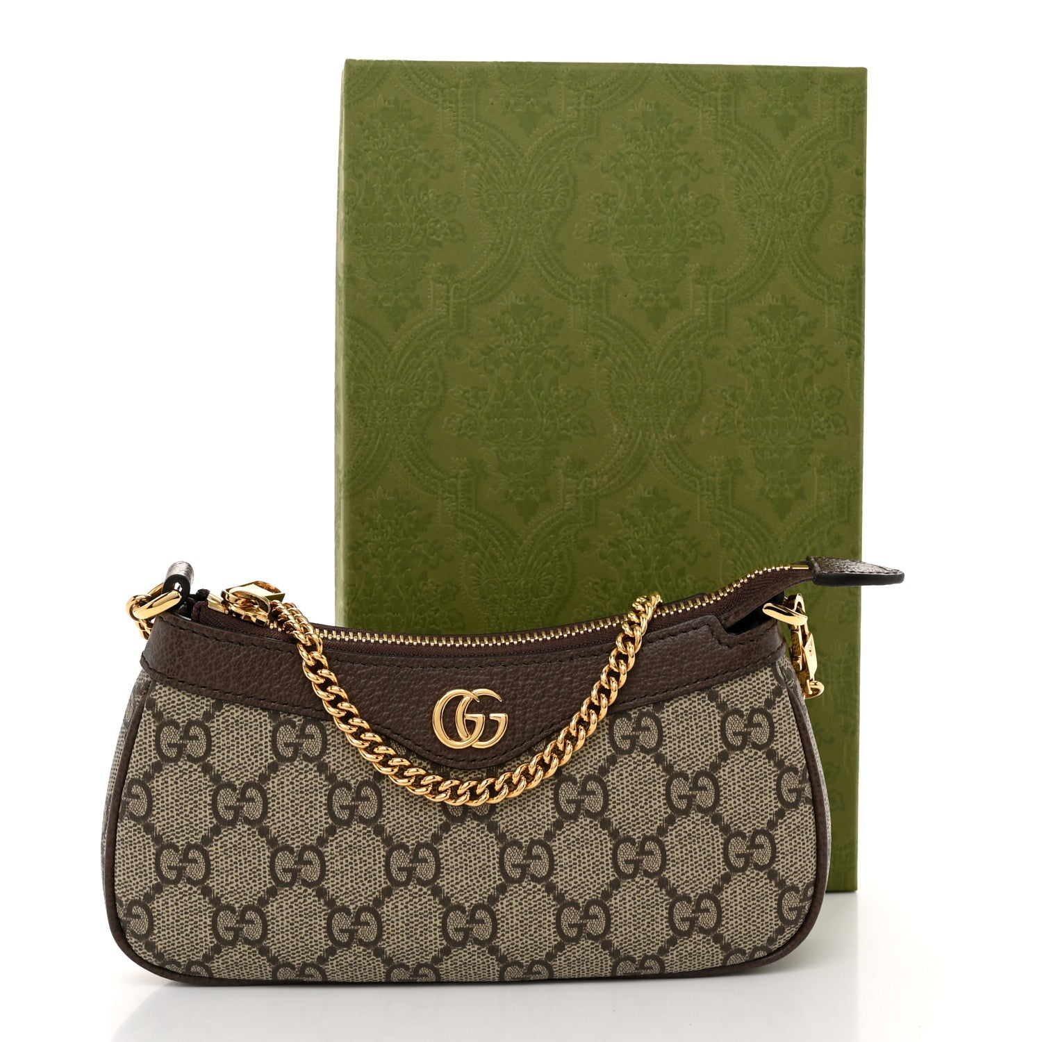 Gucci GG Supreme Monogram Textured Dollar Calfskin Mini Ophidia Chain Bag Beige Ebony 11 of 11