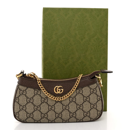 Gucci GG Supreme Monogram Textured Dollar Calfskin Mini Ophidia Chain Bag Beige Ebony 11 of 11