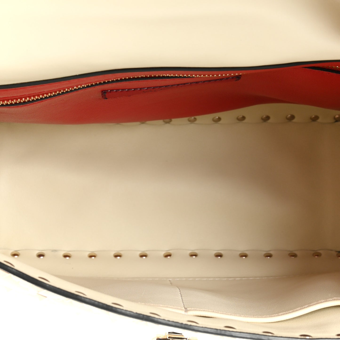 Nappa Large Rockstud Spike Shoulder Bag Light Ivory