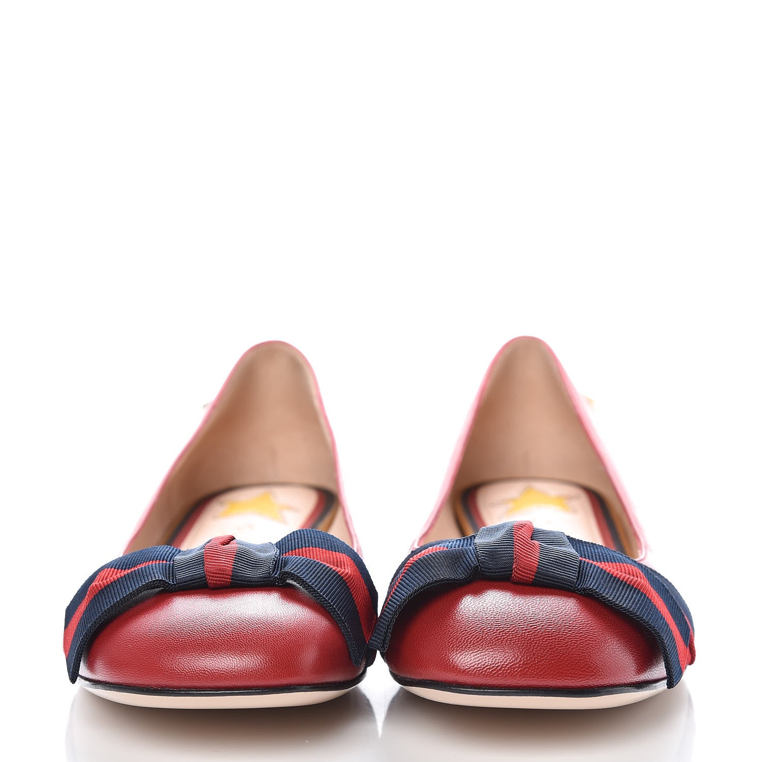 Gucci Calfskin Web Bow Ballerina Flats 37 Red 2 of 9