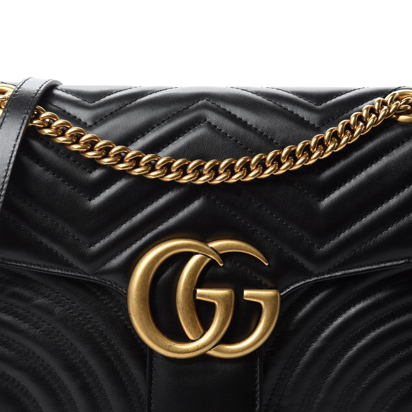 Calfskin Matelasse Medium GG Marmont Shoulder Bag Black
