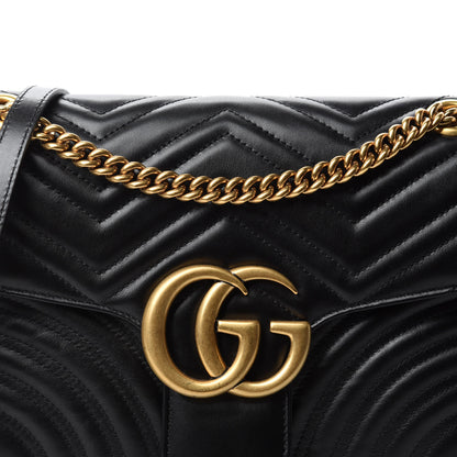 Gucci Calfskin Matelasse Medium GG Marmont Shoulder Bag Black 11 of 11