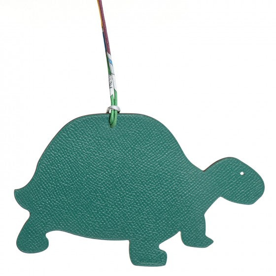 Togo Epsom Petit H Turtle Bag Charm GM Iris Malachite