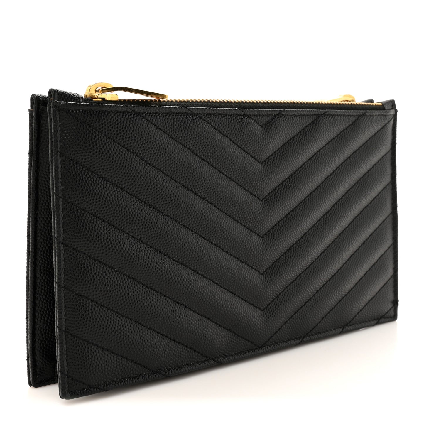 Grain De Poudre Matelasse Chevron Monogram Double Zip Wallet Black