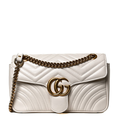 Gucci Calfskin Matelasse Small GG Marmont Shoulder Bag White 1 of 11