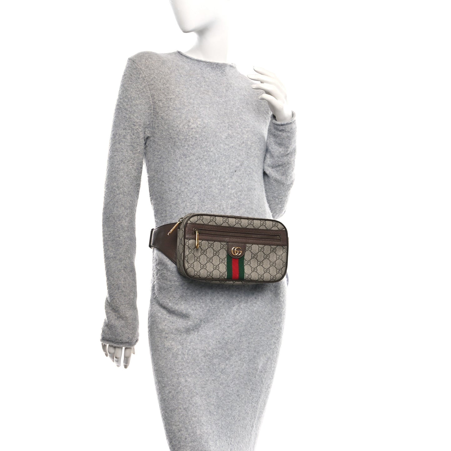 Soft GG Supreme Monogram Medium Ophidia Belt Bag Dark Brown