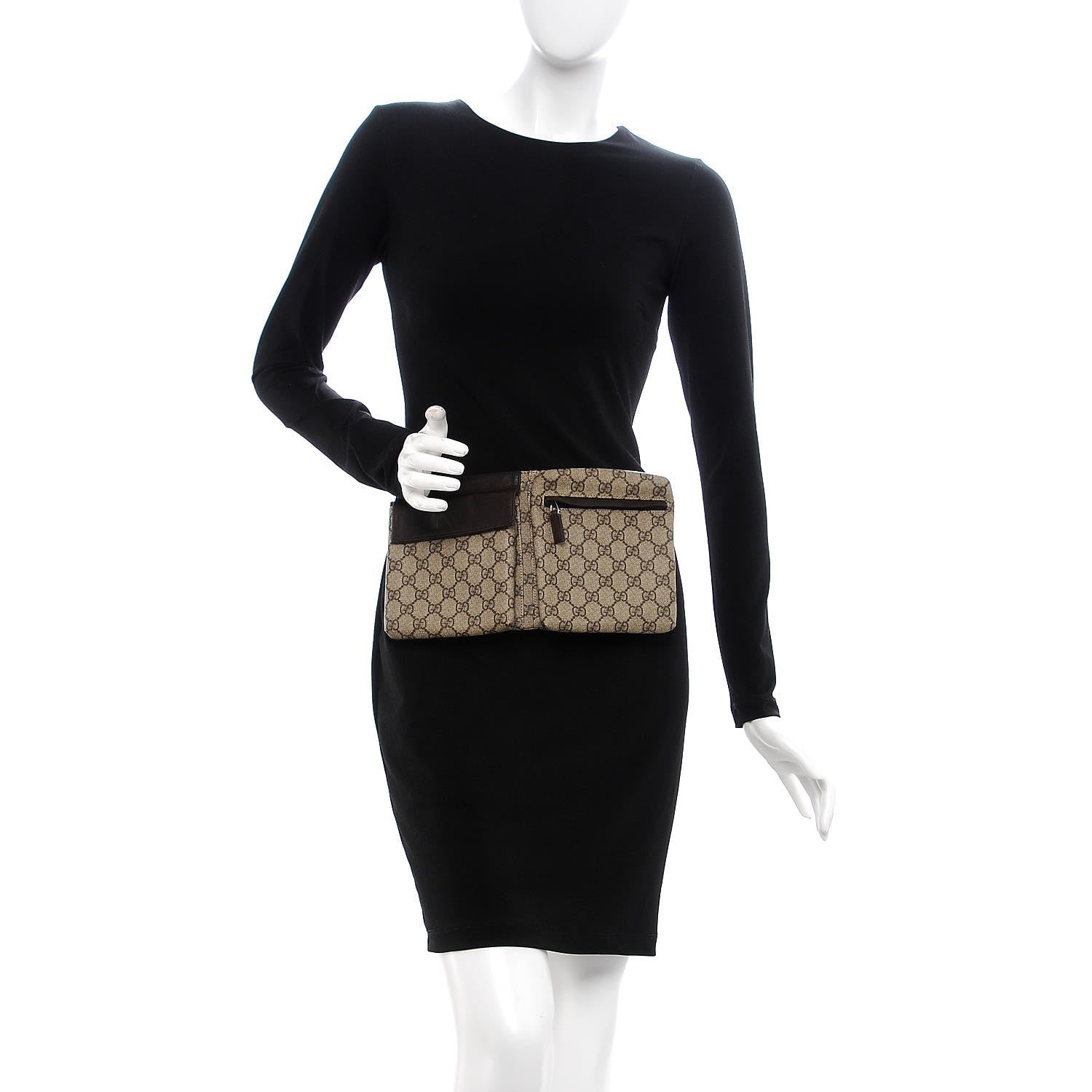 Gucci GG Monogram Double Pocket Belt Bag Dark Brown 2 of 8