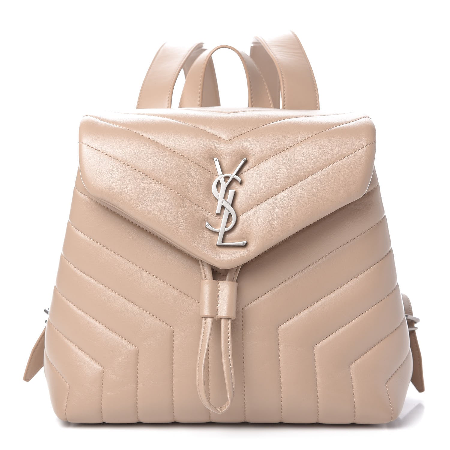 Saint Laurent Calfskin Y Quilted Monogram Small Loulou Backpack Dark Beige 1 of 13