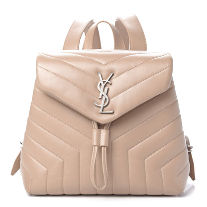 Saint Laurent Calfskin Y Quilted Monogram Small Loulou Backpack Dark Beige 1 of 13