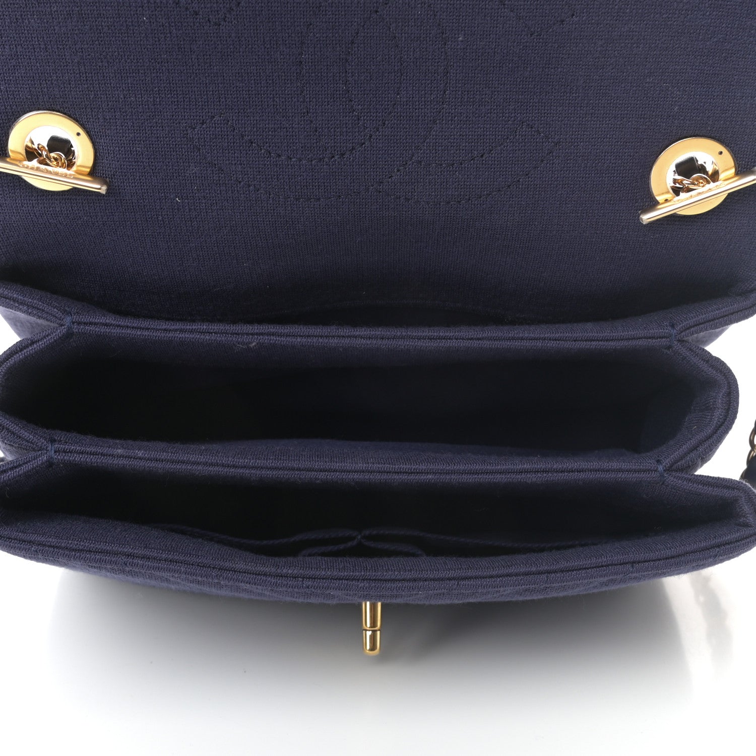 Chanel Jersey Chevron Quilted Small Trendy CC Dual Handle Flap Bag Navy Blue 5 of 10