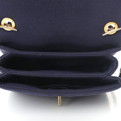 Chanel Jersey Chevron Quilted Small Trendy CC Dual Handle Flap Bag Navy Blue 5 of 10